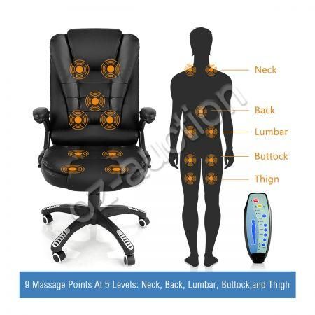 Details About 9 Point Massage Office Computer Chair Pu Leather Executive Recliner Seat Black