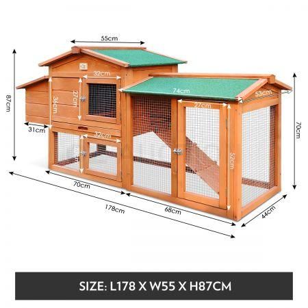 Chicken Coop Rabbit Hutch Guinea Pig Ferret Hen Cage House 2 Storey 