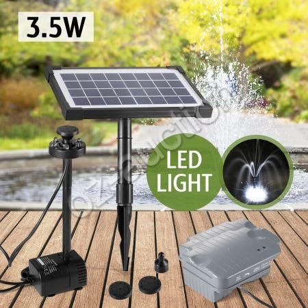 solar water pump fountain pond kit power lights timer led feature pool 5w pumps light garden submersible display