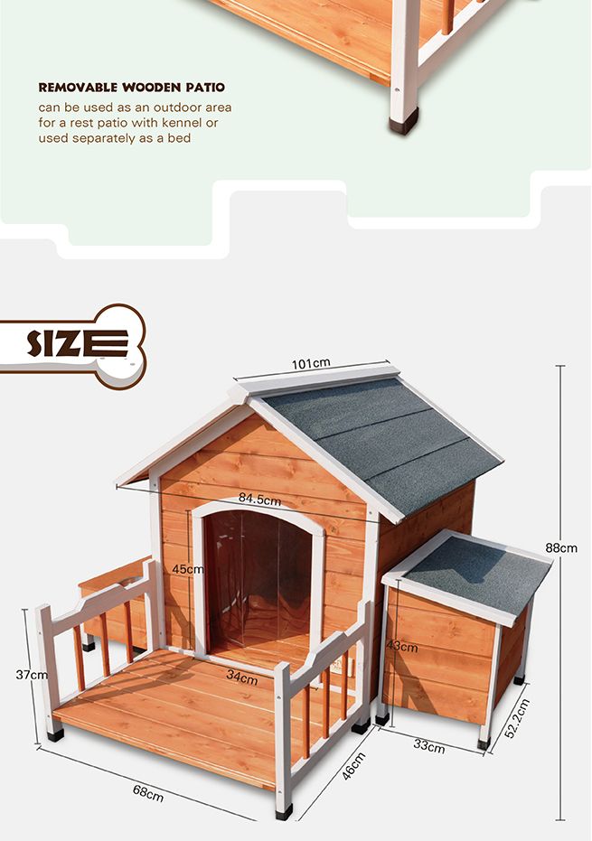 L Pet Dog Timber House Wooden Kennel Log Cabin Wood Porch Storage L Luxury Wooden Dog House With Removable Porch Floor