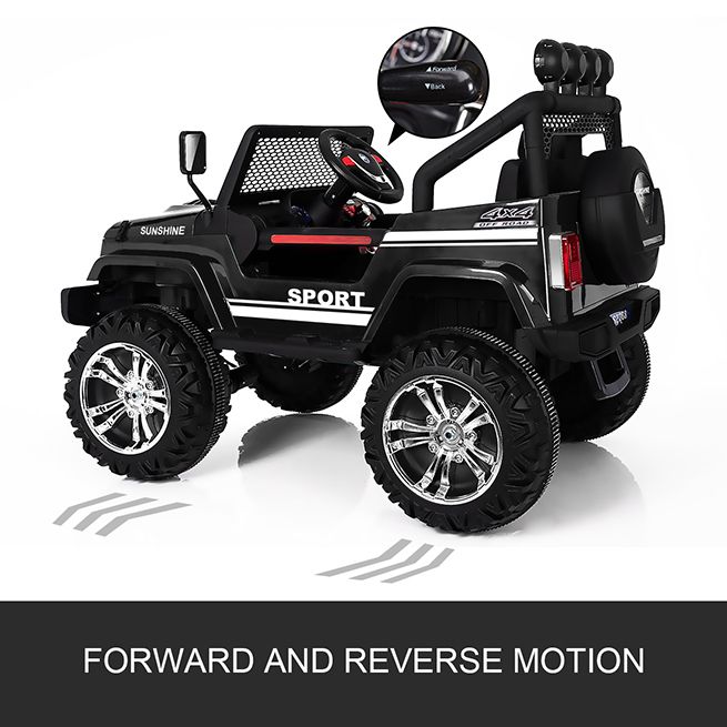Kids Electric Car Remote Control Ride on Truck Jeep Off Road w Built-in Songs - Black