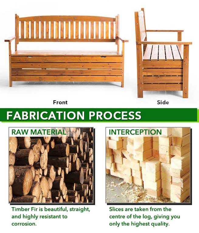 1.5M 3 Seat Wooden Outdoor Garden Storage Bench Chair Box Chest Furniture Timber