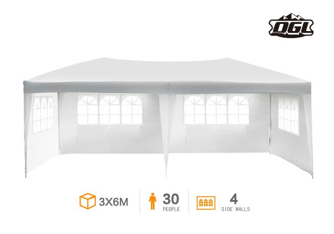 OGL 3M x 6M Party Wedding Outdoor Tent Canopy Gazebo Pavilion Events Canopies w 4 Removable Walls