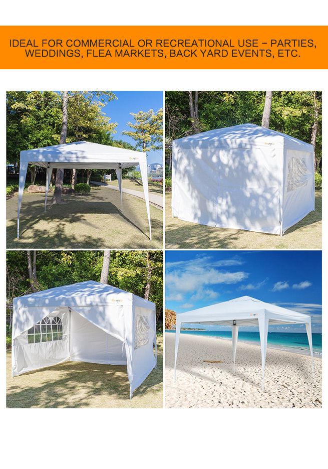 OGL 3M x 3M Party Wedding Outdoor Tent Gazebo Canopy Events Pavilion w 3 Sidewalls and 1 Door