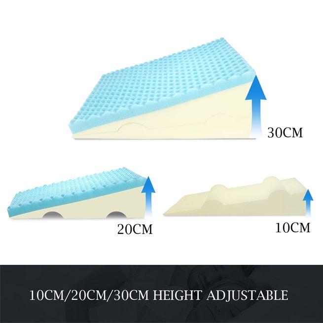 Adjustable Wedge Pillow Cool Gel Memory Foam Leg Elevation Pillow Back Support Cushion