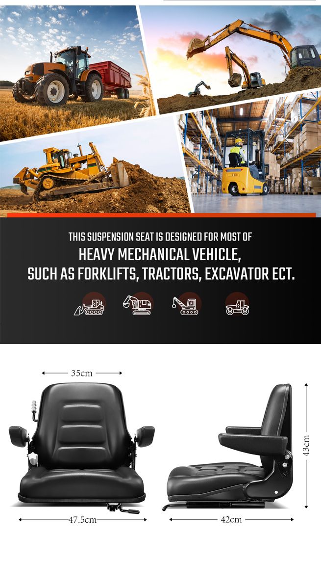 Tractor Seat Forklift Excavator Truck Seat Backrest Chair PU Leather