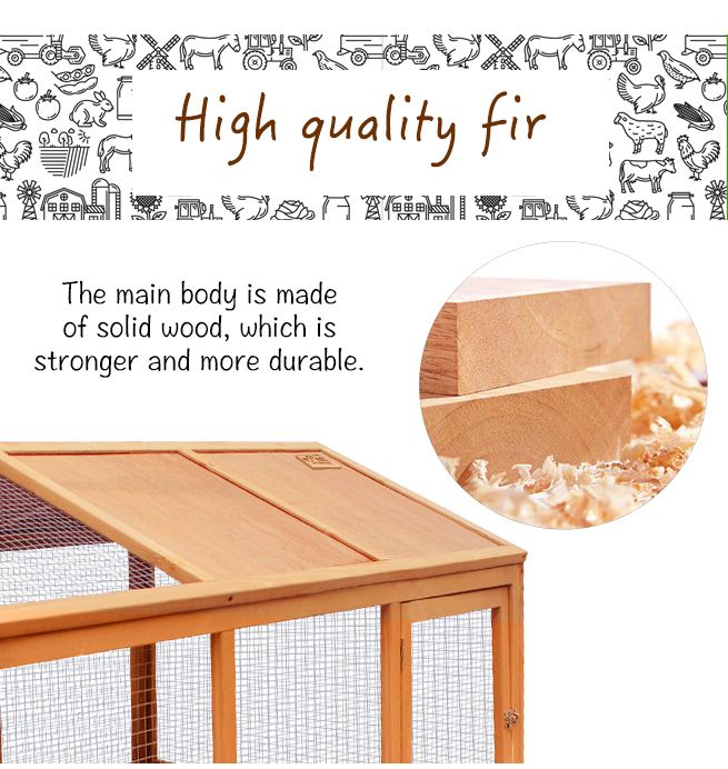 Petscene Wooden Chicken Rabbit Hutch Cage Outdoor Enclosures
