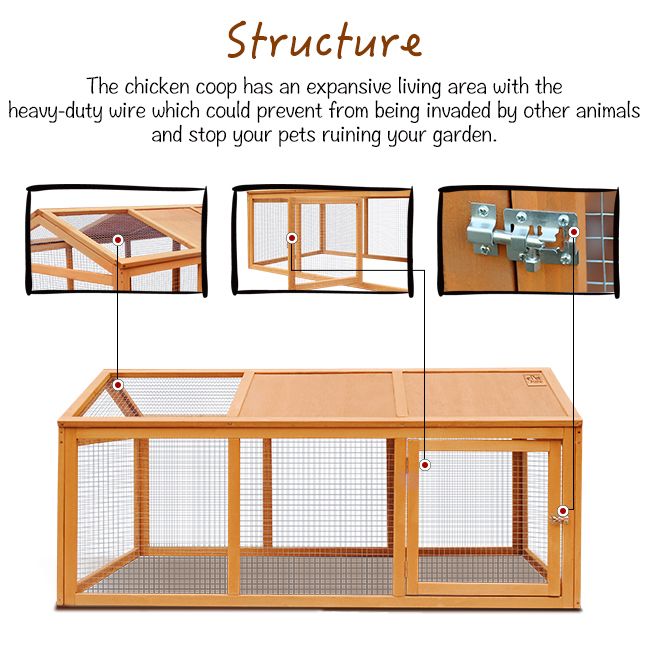 Petscene Wooden Chicken Rabbit Hutch Cage Outdoor Enclosures