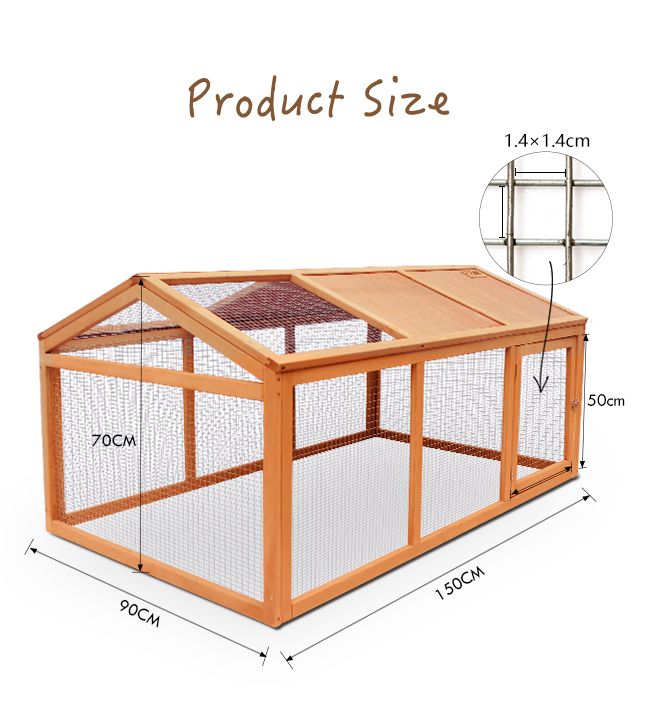 Petscene Wooden Chicken Rabbit Hutch Cage Outdoor Enclosures