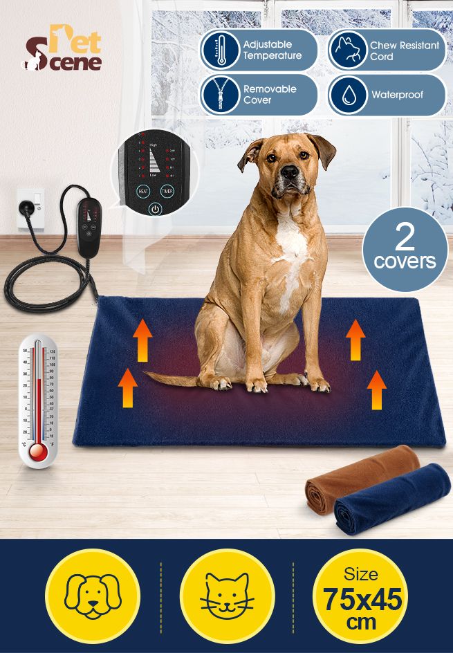 New Petscene 75x45cm Extra Large Heated Dog Cat Pad Electric Pet Heating Bed Mat w  Thermal Protection