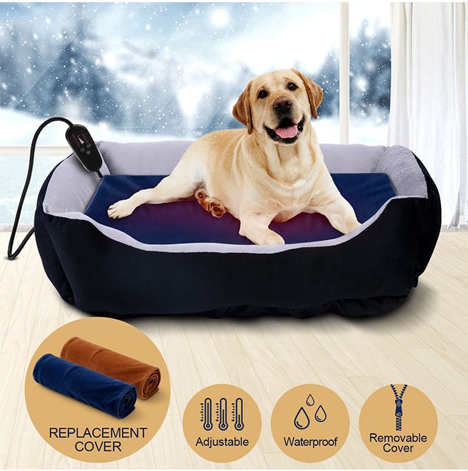 New Petscene 75x45cm Extra Large Heated Dog Cat Pad Electric Pet Heating Bed Mat w  Thermal Protection