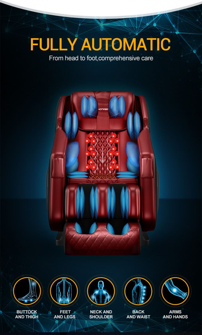 HOMASA Red Full Body Massage Chair Zero Gravity Recliner