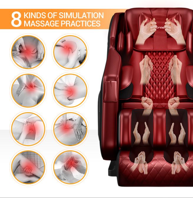 HOMASA Red Full Body Massage Chair Zero Gravity Recliner