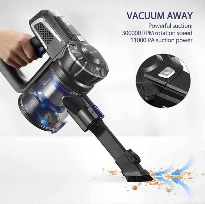 2-in-1 Cordless Vacuum Cleaner Stick Handheld Cleaning 2 Speed HEPA Filter 11kPa Blue