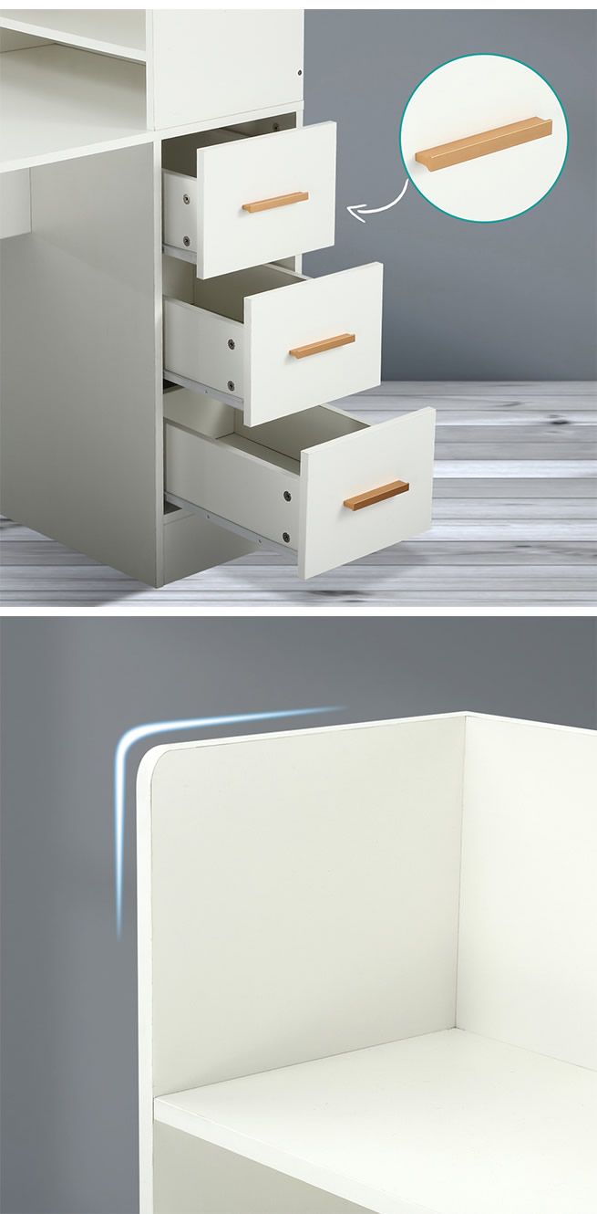 120cm Computer Desk Hutch with Shelves and Drawers on Side Home Office Furniture