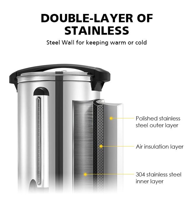 Maxkon 28L Stainless Steel Hot Water Urn 2000W Electric Hot Beverage Dispenser with Boil Dry Protection