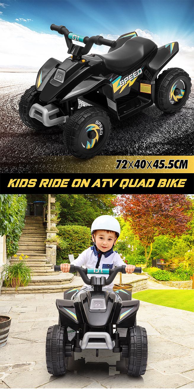 Kids Ride On Toy 6V Electric ATV Quad Rechargeable Battery Black