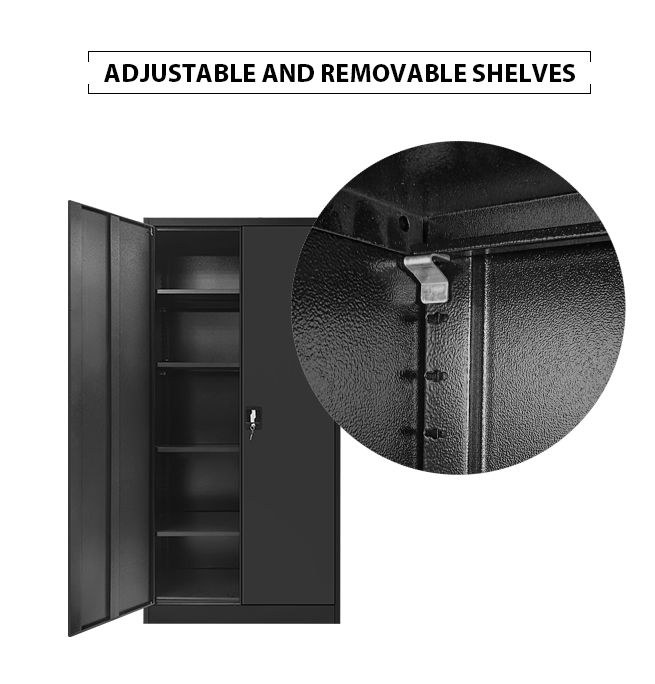 185cm Steel Filing Cabinet Office Home Stationary Lockable Storage Cupboard 2 Door 4 Shelves