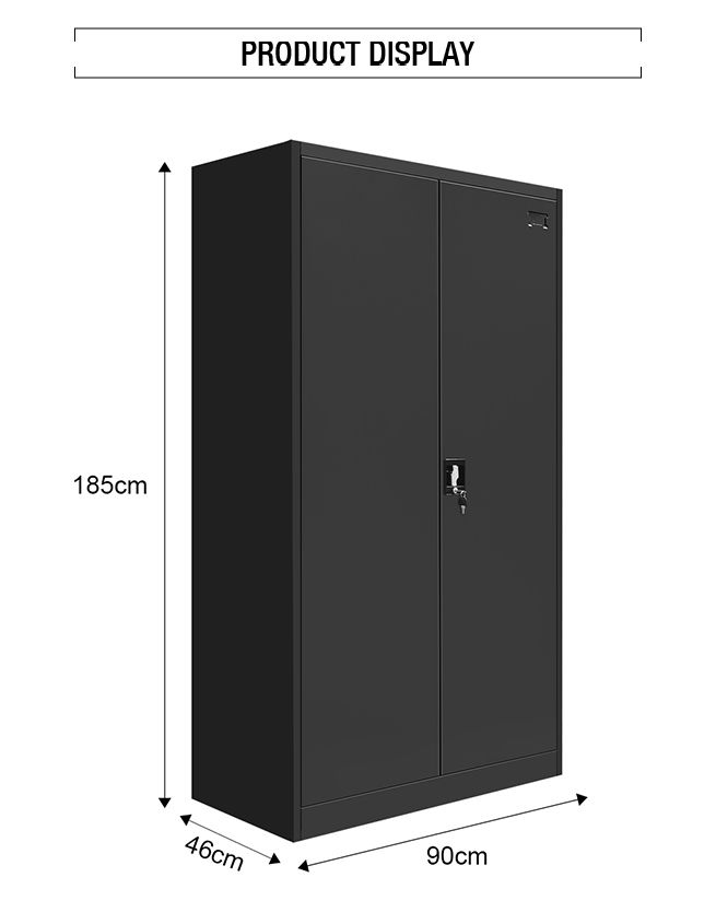 185cm Steel Filing Cabinet Office Home Stationary Lockable Storage Cupboard 2 Door 4 Shelves
