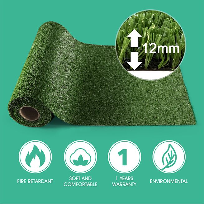 1M X 20M Artificial Synthetic Fake Faux Grass Mat Turf Lawn 12MM Height