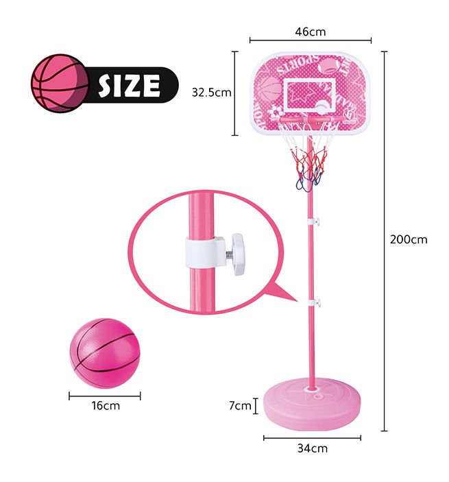 Portable Freestanding Kids Basketball Hoop Backboard Stand System 200x46x7cm