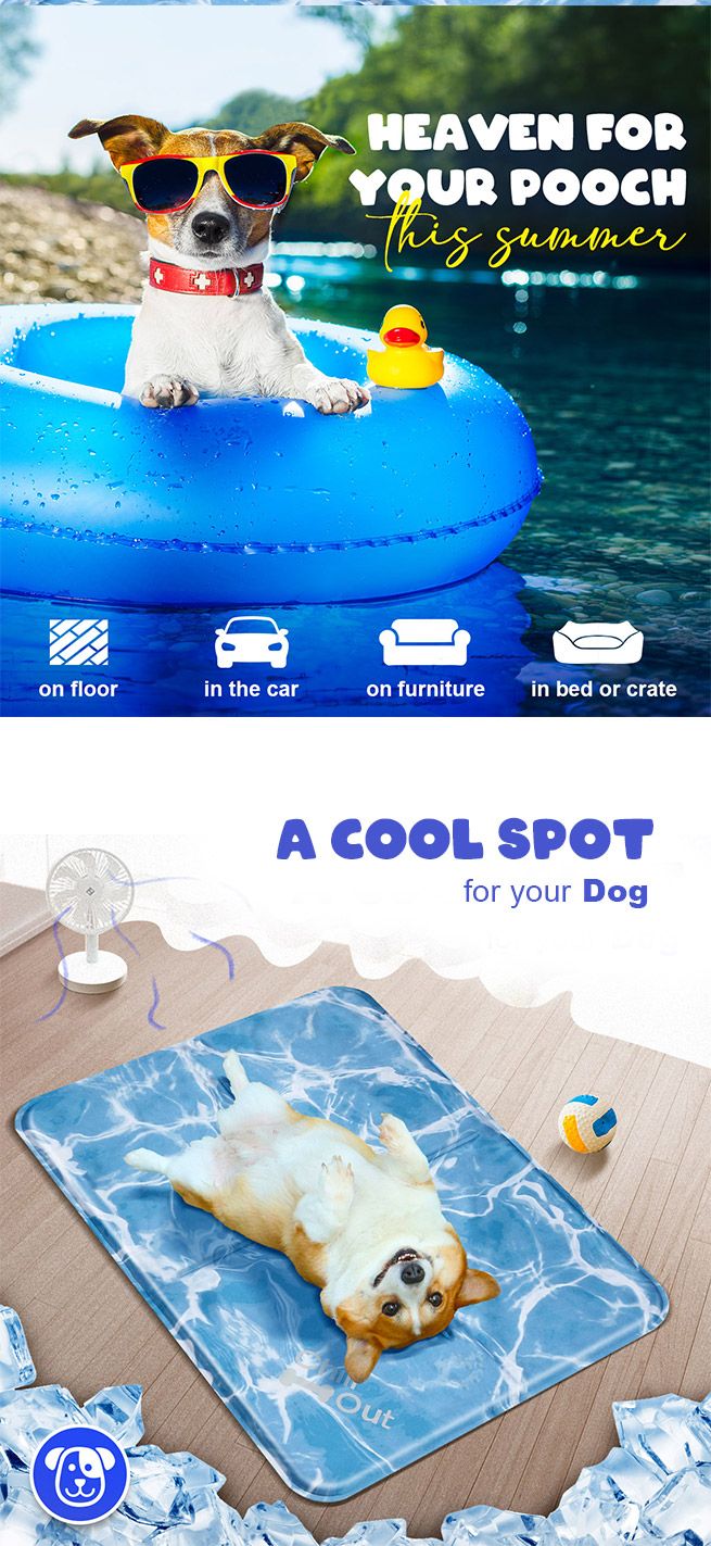 AFP L Size Pet Dog Puppy Cat Cooling Gel Cool Mat Pad for Crate Bed Sofa Kennel