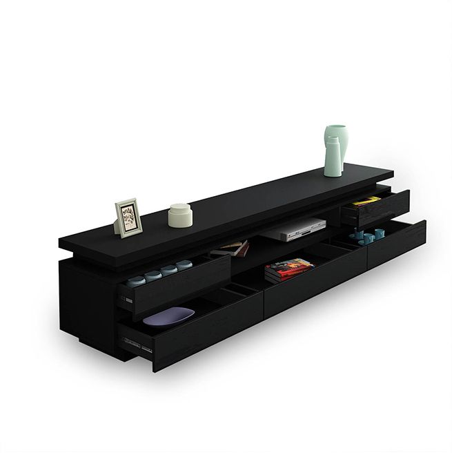 TV Cabinet Stand Entertainment Unit LED TV Console Table Furniture with 5 Drawers Black