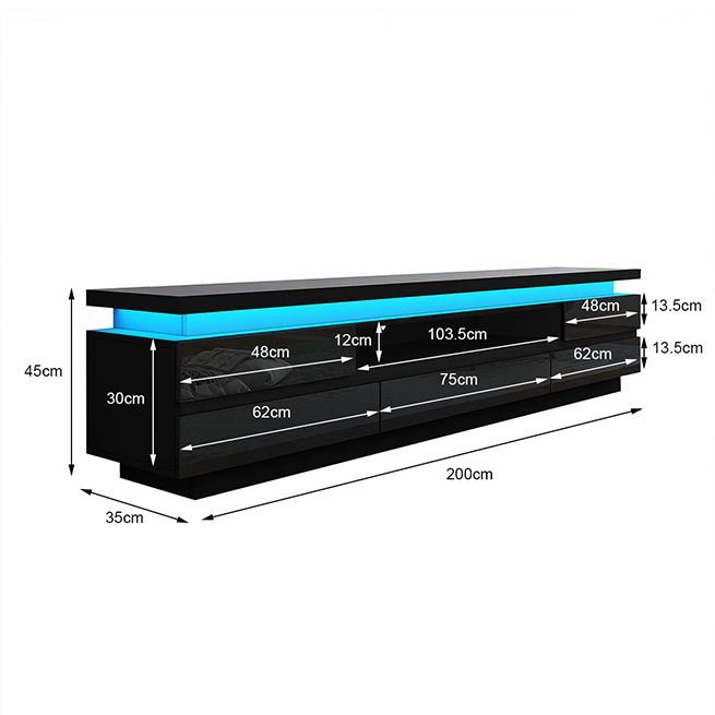 TV Cabinet Stand Entertainment Unit LED TV Console Table Furniture with 5 Drawers Black