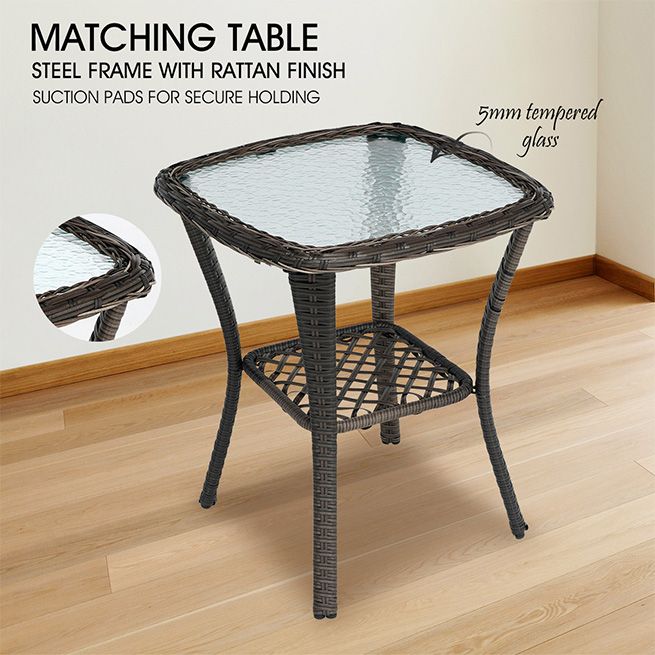 Garden Rocking Chair Swivel Wicker Sofa Patio Set Outdoor Lounge Furniture 3 Pcs