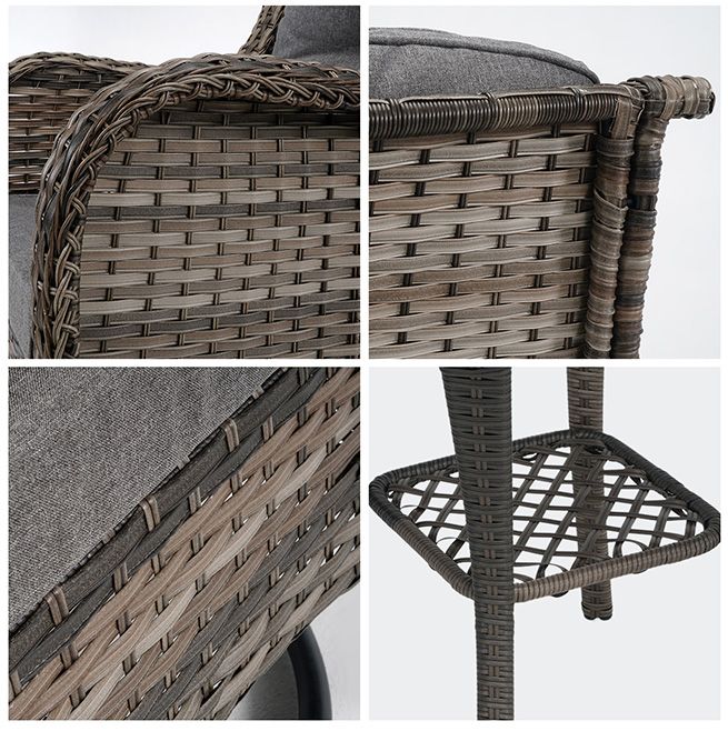 Garden Rocking Chair Swivel Wicker Sofa Patio Set Outdoor Lounge Furniture 3 Pcs