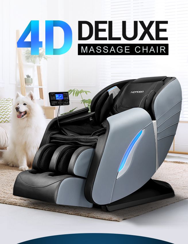 HOMASA Massage Chair 4D Electric Massager Zero Gravity Recliner with Bluetooth Speaker Gray