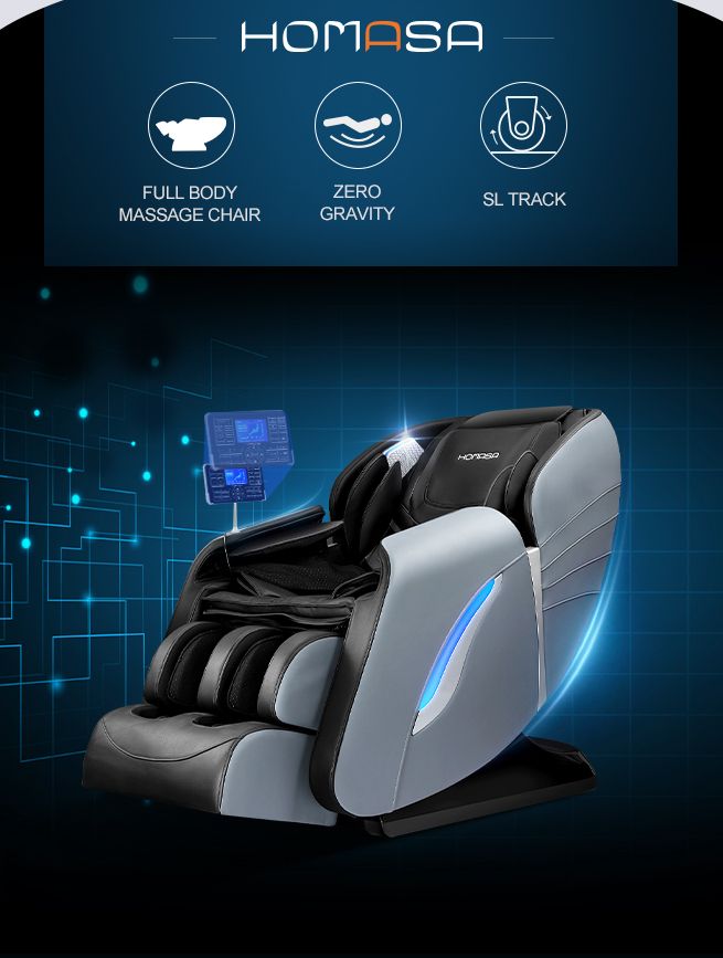 HOMASA Massage Chair 4D Electric Massager Zero Gravity Recliner with Bluetooth Speaker Gray