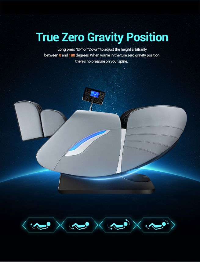 HOMASA Massage Chair 4D Electric Massager Zero Gravity Recliner with Bluetooth Speaker Gray