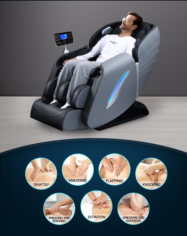 HOMASA Massage Chair 4D Electric Massager Zero Gravity Recliner with Bluetooth Speaker Gray