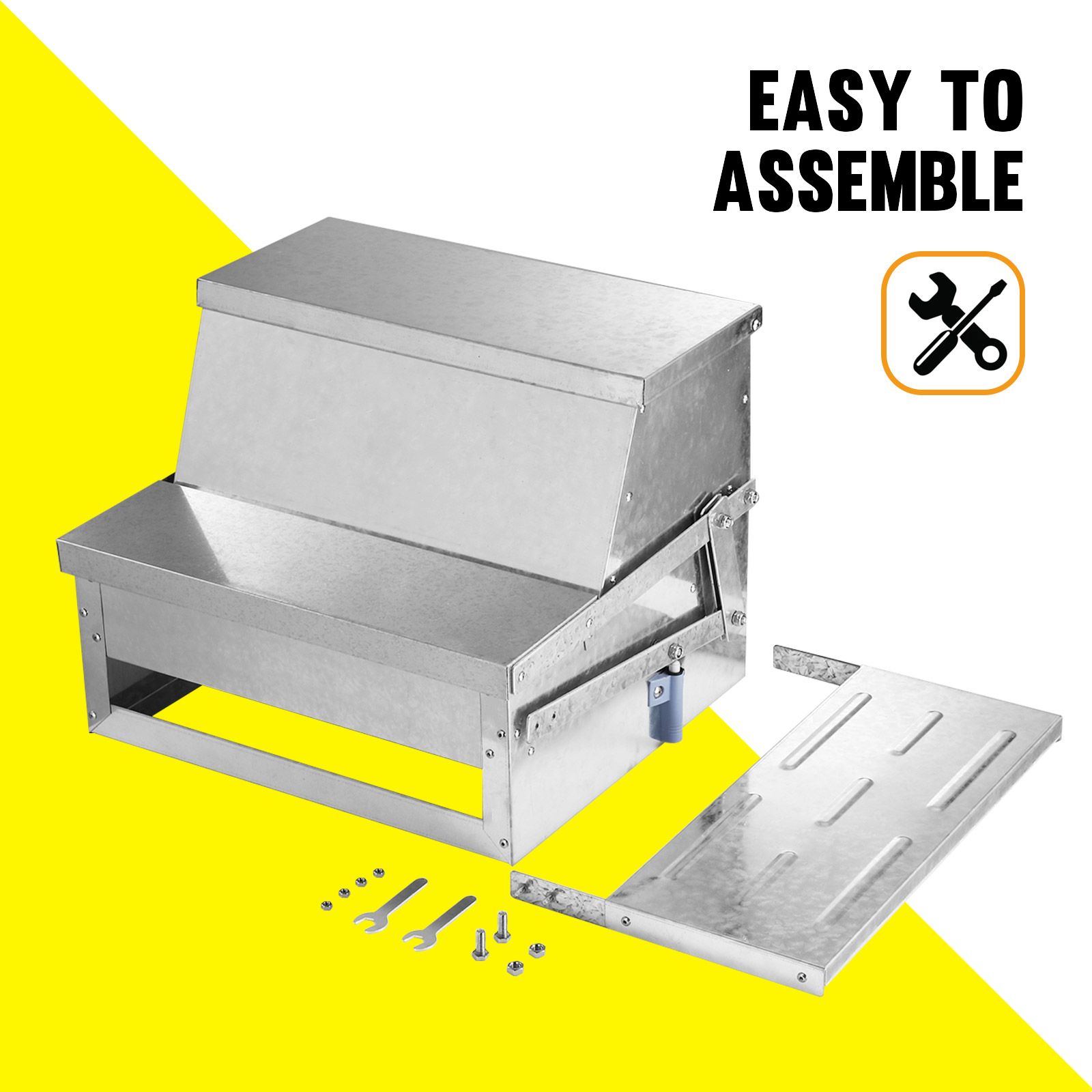 10L Auto Chicken Feeder Automatic Poultry Chook Food Feeding Treadle Spillproof Galvanized Steel Self Opening