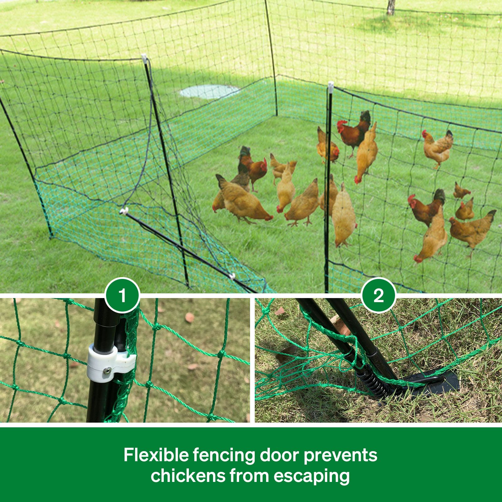 Chicken Fence Poultry Runs Coop Farm Pen Mesh Cage Net Habitat House Safe Turkey Breeding 1.15m x 30m