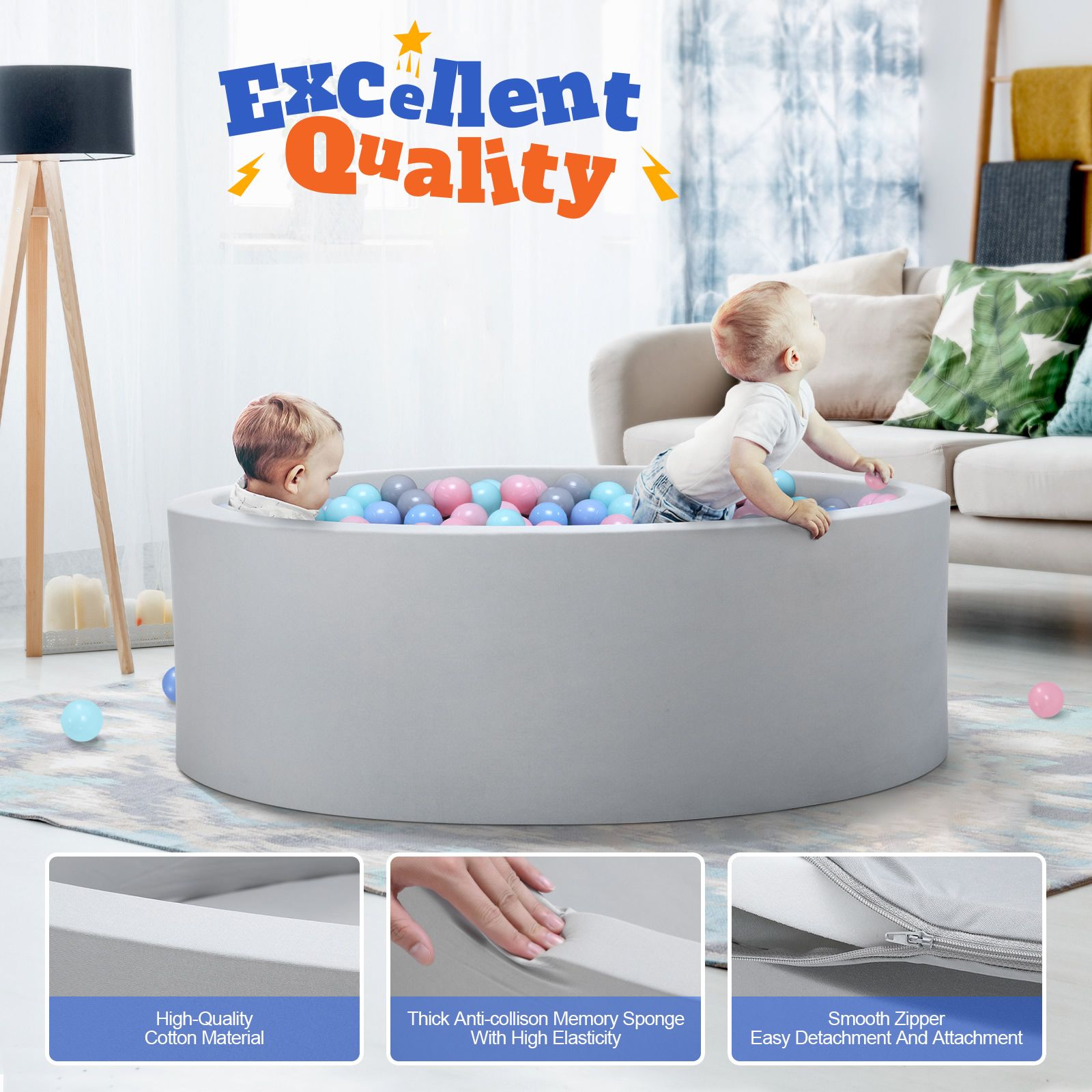 Foam Ball Pit Toy Pool Childrens Softplay Playpen Fence Play Area Activity Centre Babyroom Decoration 300pcs Ocean Balls Indoor Outdoor