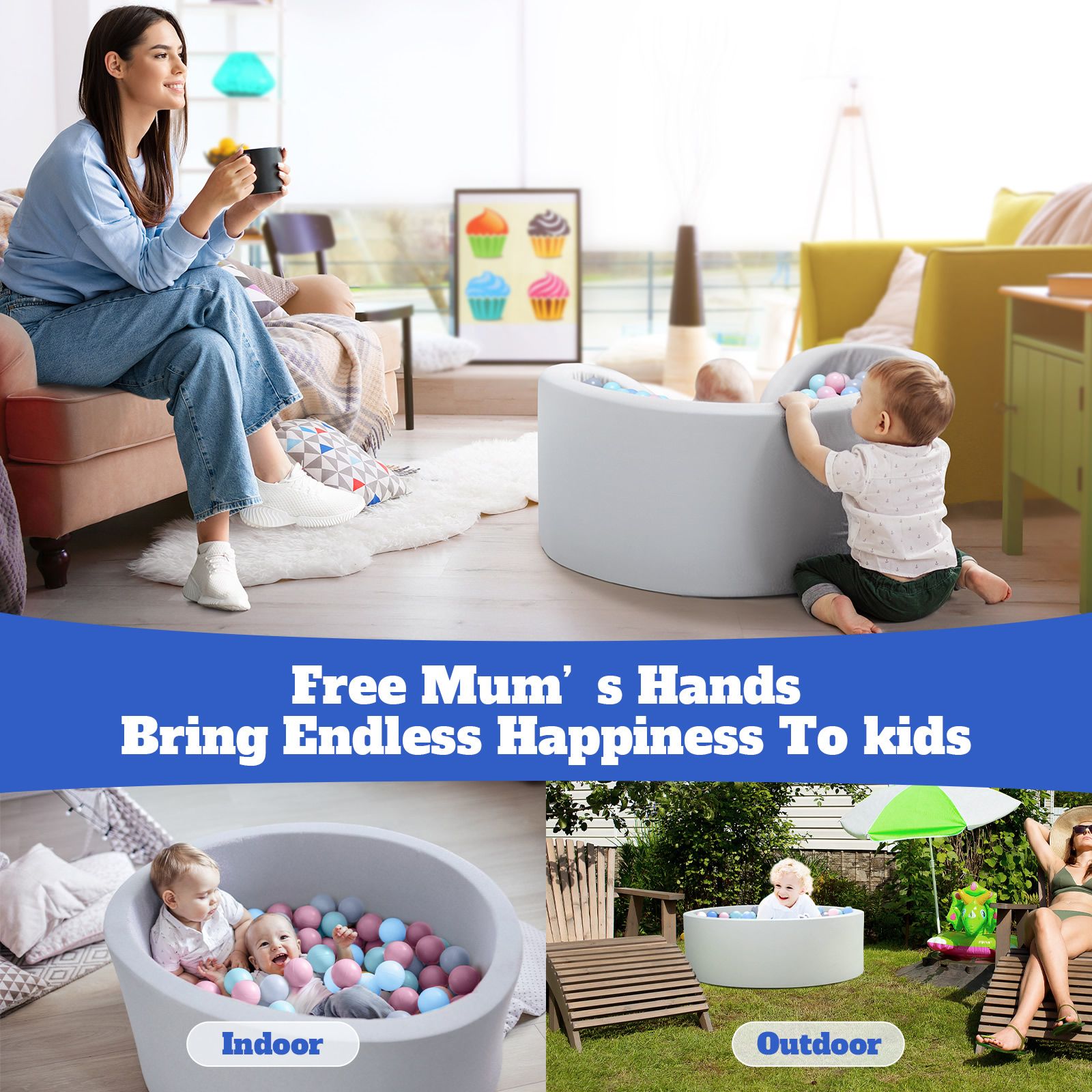 Foam Ball Pit Toy Pool Childrens Softplay Playpen Fence Play Area Activity Centre Babyroom Decoration 300pcs Ocean Balls Indoor Outdoor