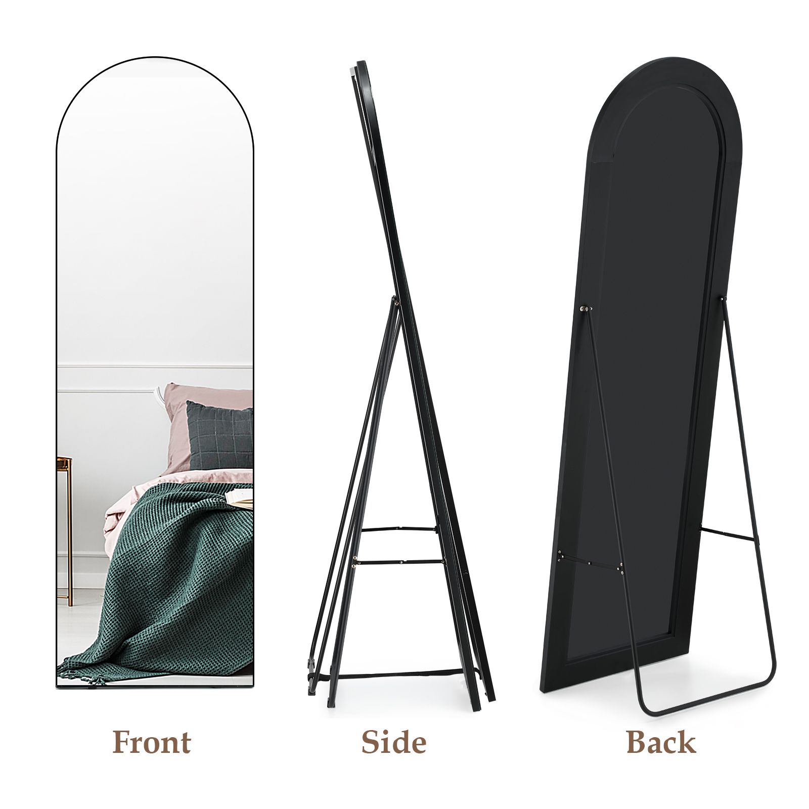 Arch Full Length Mirror Body Free Standing Hanging Floor Leaning for Bedroom Hallway Removable Stand Aluminium Alloy Frame