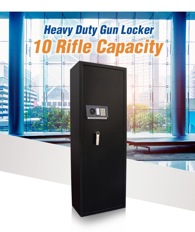 10 Rifle Storage Gun Safe Firearm Security Lockbox Steel Heavy