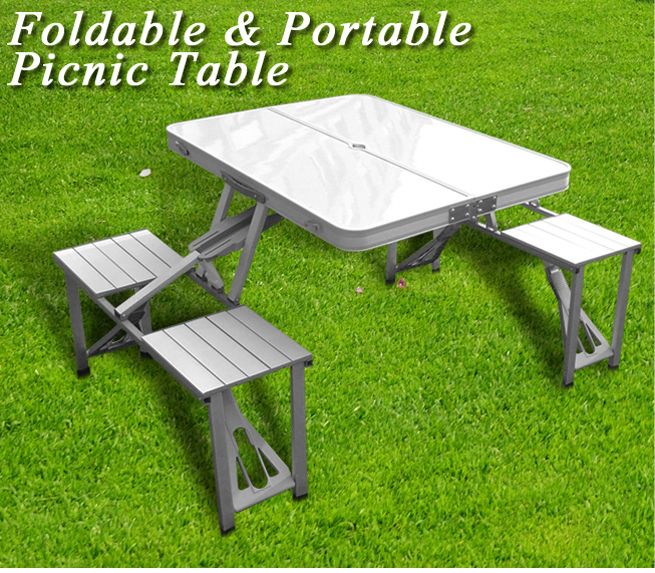 Foldable Portable Picnic Table w/ Four Seats
