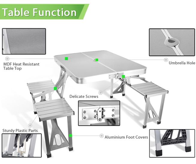 Foldable Portable Picnic Table w/ Four Seats