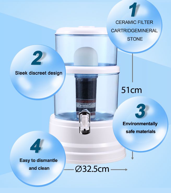 16L Water Filter Dispenser Purifier Carbon Stone Benchtop w/ 2x Fluoride  Filters