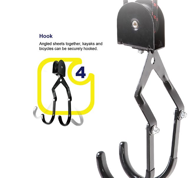 Kayak Hoist Bike Lift Pulley System Ceiling Hook Garage 